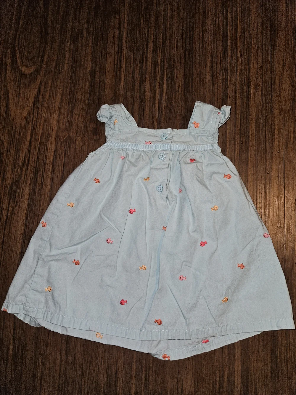 Gymboree Pale Blue Smocked Sundress with Multicolor Fish Embroidery